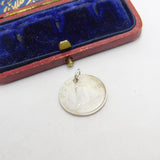 Sterling Silver Canadian Queen Elizabeth Coin Charm Pendant Vintage 1953