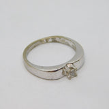 Sterling Silver White Topaz Solitaire Band Ring Vintage c1970 Size K