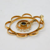 Edwardian 15ct Gold, White Enamel, Pearl & Sapphire Lavalier Pendant Antique
