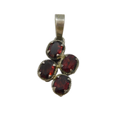 Sterling Silver & Four-Stone Garnet Drop Pendant Vintage c1970s