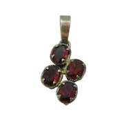 Sterling Silver & Four-Stone Garnet Drop Pendant Vintage c1970s