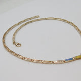 Sterling Silver Greek Key Pattern & Colourful Shell Collar Necklace Modern c1990