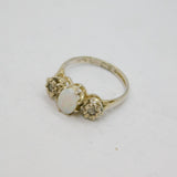 Sterling Silver Opal & White Topaz Engagegment/Dress Ring Vintage 1979 Size J