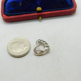 Sterling Silver With Diamond Paste Stones Heart Charm Pendant Vintage c1970