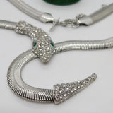 Silver Plated Snake Serpent Statement Costume Necklace Vintage c2000