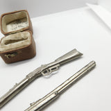 Victorian Pair of White Metal Doll's House Miniature Rifle Ornaments c1890