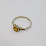 Sterling Silver Round Citrine Solitaire Studio Style Ring Vintage c1970 Size R
