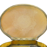 George I Sterling Silver Mother of Pearl Heraldic Cypher Snuff Box Antique c1720