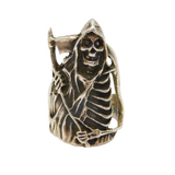 Sterling Silver Grim Reaper Biker Chunky Studio Ring Modern c1990 Size L 1/2