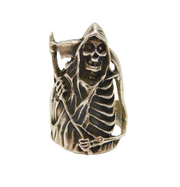 Sterling Silver Grim Reaper Biker Chunky Studio Ring Modern c1990 Size L 1/2