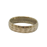 Sterling Silver Star Patterned Florin Coin Band Ring Antique c1940 Size S 1/2