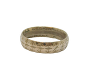 Sterling Silver Star Patterned Florin Coin Band Ring Antique c1940 Size S 1/2
