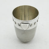 Victorian Sterling Silver 'Just a Thimbleful' Novelty Shot Cup Antique 1876
