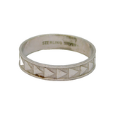 Sterling Silver Triangle Repeat Pattern Dress Band Ring Modern c1990 Size M 1/2