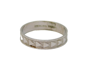 Sterling Silver Triangle Repeat Pattern Dress Band Ring Modern c1990 Size M 1/2