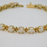 9ct Yellow Gold & White Opal Set Panel Bracelet Vintage c1990s 7" Length