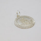 Sterling Silver Textured Edge Round St Christopher Charm Pendant Vintage c1970