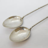 19th Century Chinese Pair of Sterling Silver Tea Mixing Spoons Antique c1890