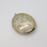 Sterling Silver Large Oval Floral Double Locket Pendant Vintage 1968 Birmingham