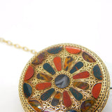 19th Century Scottish 9ct Gold, Agate & Bloodstone Circular Brooch Antique