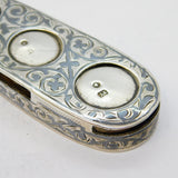 19th Century Russian Silver Niello Enamel Three-Coin Holder Antique c1850s