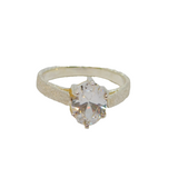 Sterling Silver Spinel Solitaire Textured Band Dress Ring Modern c2000 Size O