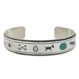 Navajo Sterling Silver Hardstone Stone Bangle Bracelet Vintage c1950s