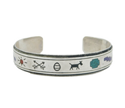 Navajo Sterling Silver Hardstone Stone Bangle Bracelet Vintage c1950s