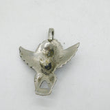 20th Century Indian White Metal Turquoise Set Winged God Pendant Antique