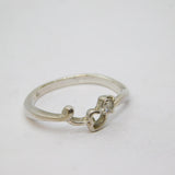 Sterling Silver Open Heart With Stone Dress Ring Vintage c1970 Size O 1/2