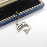 Sterling Silver Leaping Dolphin Marine Charm Pendant Vintage c1970