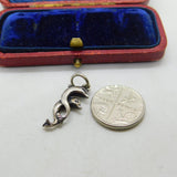 Sterling Silver Dolphin Duo Charm Pendant Vintage c1970