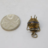 Sterling Silver Gilt Incense Burner Enamel Charm Pendant Vintage c1970
