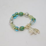 Sterling Silver Beaded Stretch Elephant Charm Ring Contemporary c2010 Size M-O