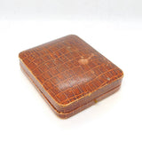 Art Deco Brown Tooled Leather Jewellery Box Antique c1920s