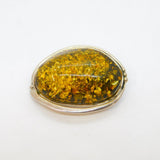 Sterling Silver Green Baltic Amber Combination Brooch & Pendant Vintage c1970s