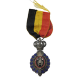 20th Century Belgium Silver & Enamel Civil Service Medal Antique c1930
