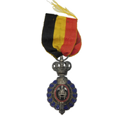 20th Century Belgium Silver & Enamel Civil Service Medal Antique c1930