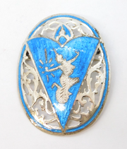Siam Sterling Silver & Blue Niello Enamel Dancing Goddess Brooch Antique