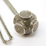 Victorian Sterling Silver Celtic Knot Style Slider Pendant Necklace Antique