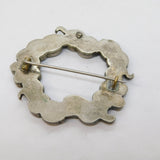 Victorian Scottish Sterling Silver & Malachite Set Wreath Brooch Antique c1860s