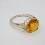 Sterling Silver Faceted Yellow & White Crystal Cocktail Modern c2000 Size R 1/2