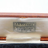 Brown Tooled Leather Jewellery Cufflinks Box Ipswich Antique c1920 Deco