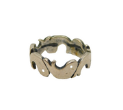 Sterling Silver Stylised Dolphin Fish Studio Band Ring Vintage c1970s Size J