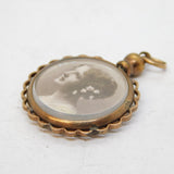 Victorian Rolled Gold Double Portrait Locket Pendant Antique c1890s