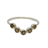 Sterling Silver Smoky Quartz Rounded Wishbone Dress Ring Vintage c1990 Size P