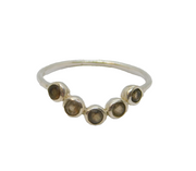 Sterling Silver Smoky Quartz Rounded Wishbone Dress Ring Vintage c1990 Size P