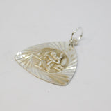 Sterling Silver Patterned Triangle St Christopher Charm Pendant Vintage c1970