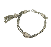 Victorian Sterling Silver Albertina Watch Chain Bracelet Antique c1900s