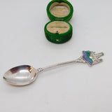 Sterling Silver Enamel Worcester Cathedral Souvenir Teaspoon Vintage 1977